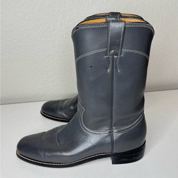 Vintage Diamond J Justin Western Leather Boots Grey Women's 8.5 B - Picture 1 of 10